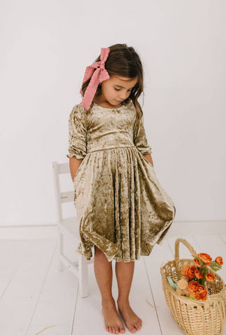 Pippa Dress in Gold Crushed Velvet