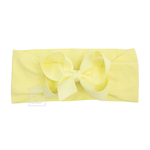 WIDE PANTYHOSE HEADBAND W/CLASSIC GROSGRAIN BOW: WHITE / 3+ Months / 4.5" Large