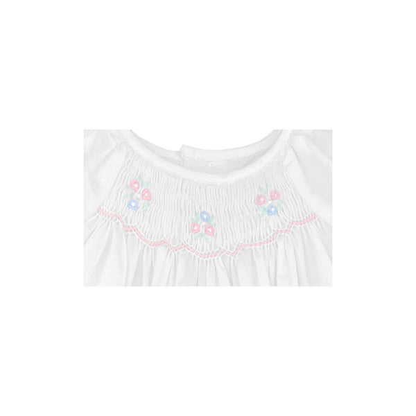 White Bubble and Bonnet with Novelty Smocking-