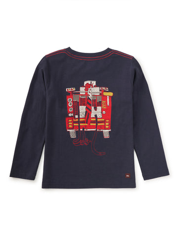 Fire Truck Graphic Tee- Indigo
