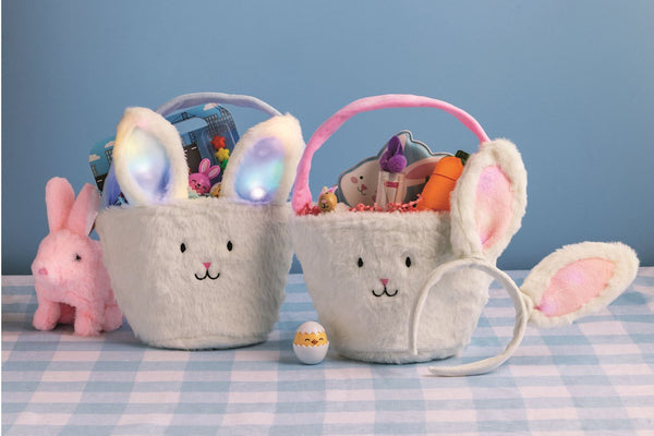 Pink Easter Basket & Light-Up Headband Set