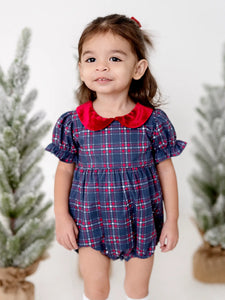 Quinn Collared Bubble in Holiday Plaid | Poplin Cotton (Final Sale)