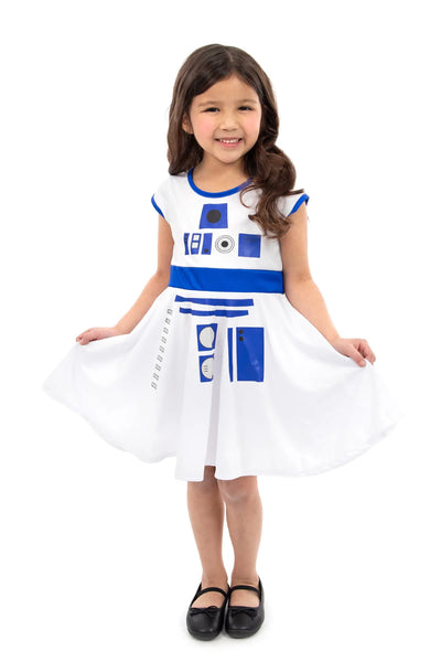 Galactic Silver Robot Twirl Dress
