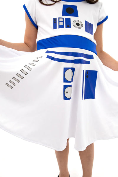 Galactic Silver Robot Twirl Dress