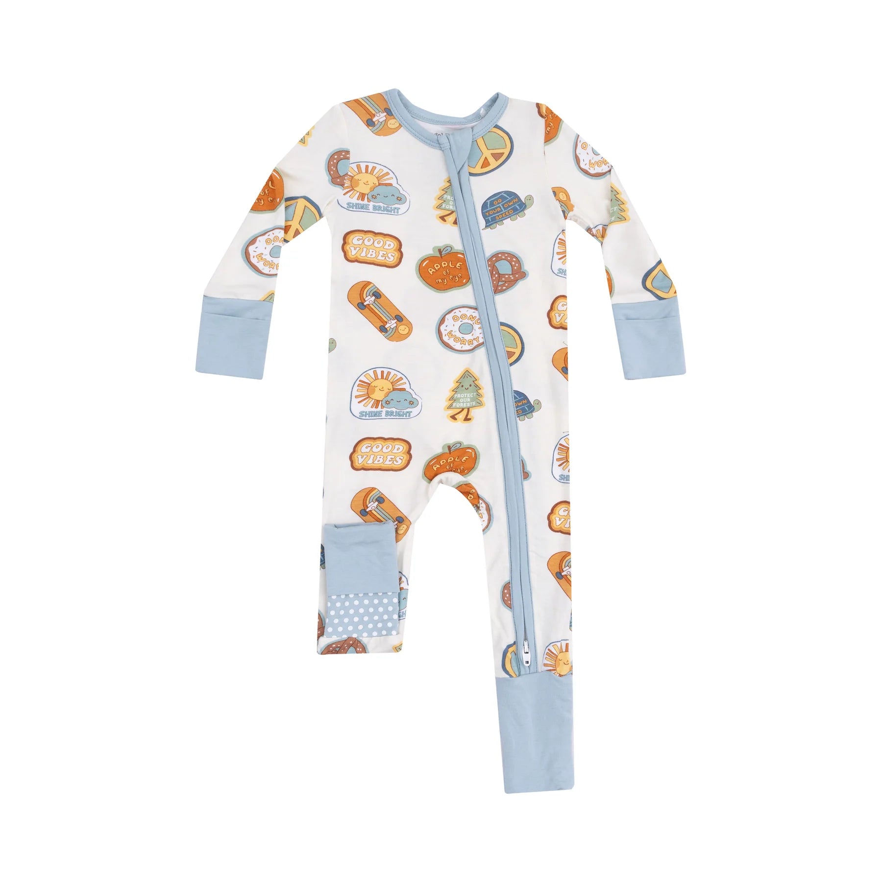 Groovy Vibes Stickers- 2 Way Zipper Romper