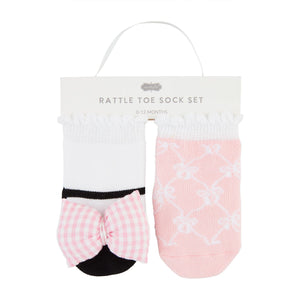 Gingham Bow Rattle Toe Socks