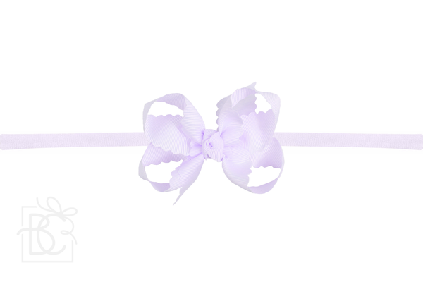 1/4" NYLON PANTYHOSE HEADBAND W/ SCALLOPED EDGE BOW
