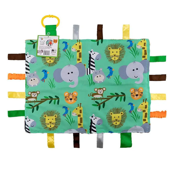 Jungle Zoo Taggy Comfort Blanket Learning Lovey 14 X 18"
