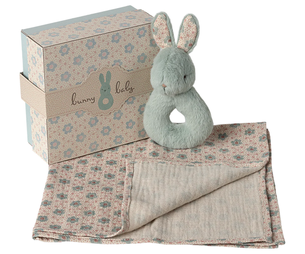 Rabbit rattle set - Mint