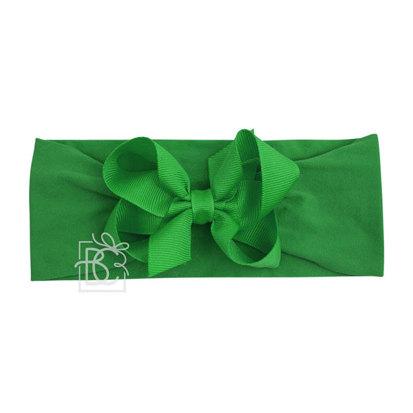 WIDE PANTYHOSE HEADBAND W/CLASSIC GROSGRAIN BOW: RED / 3+ Months / 4.5" Large