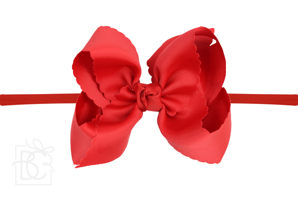 1/4" NYLON PANTYHOSE HEADBAND W/ SCALLOPED EDGE BOW
