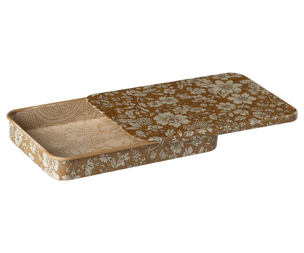 Metal box w. sliding lid, Blossom - Ocher