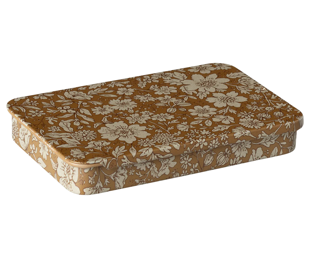 Metal box w. sliding lid, Blossom - Ocher