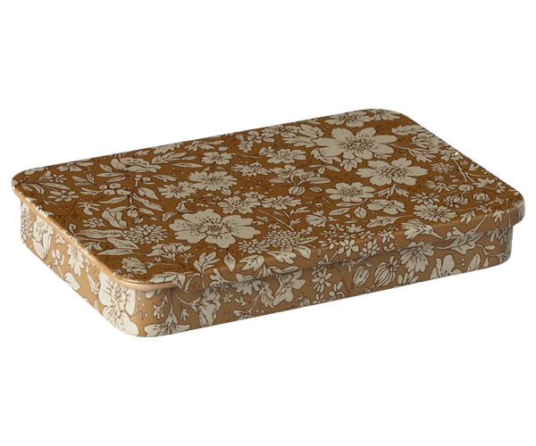 Metal box w. sliding lid, Blossom - Ocher
