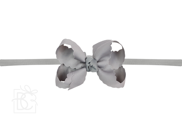 1/4" NYLON PANTYHOSE HEADBAND W/ SCALLOPED EDGE BOW