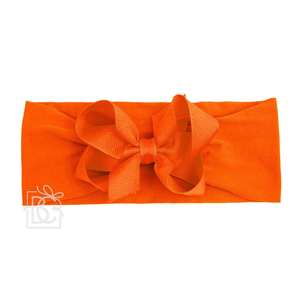 WIDE PANTYHOSE HEADBAND W/CLASSIC GROSGRAIN BOW: RED / 3+ Months / 4.5" Large