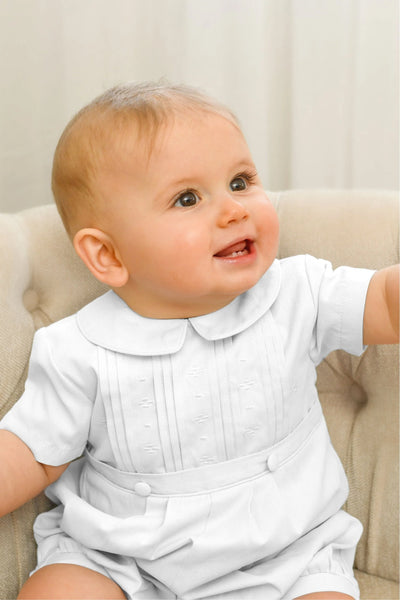 Classy Pique Baby Boy Romper- Blue