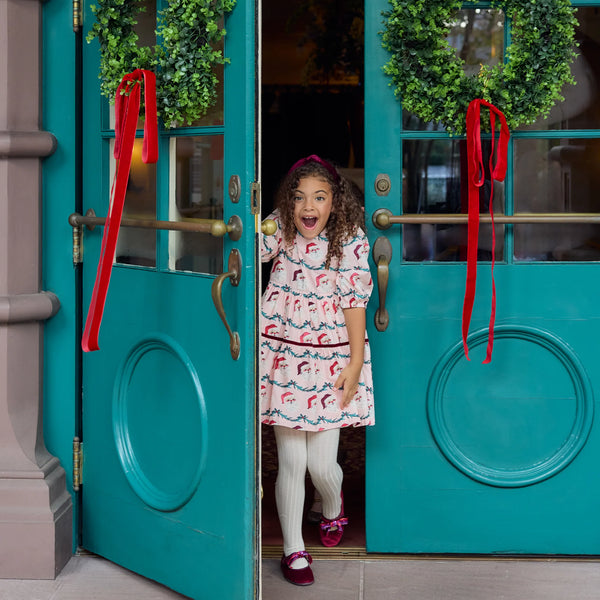 Girls Maribelle Dress- Santa Garland