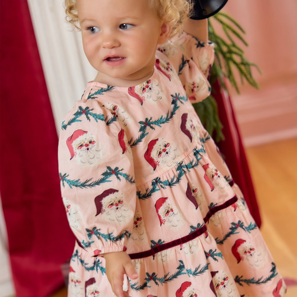 Baby Girls Maribelle Dress Set- Santa Garland