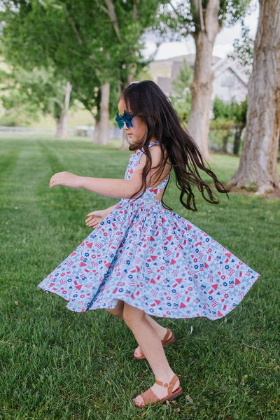 Sofia Dress in Blue Celebration | Girls Twirl Dress