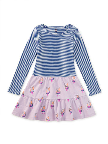 Tiered Skirted Twirl Dress- Bow Tie Cats