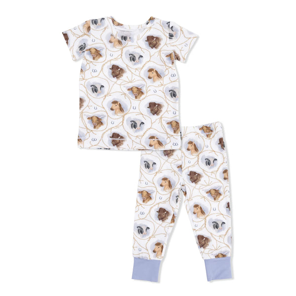 Farm Animals Rope Cameos- Short Sleeve Loungewear Set