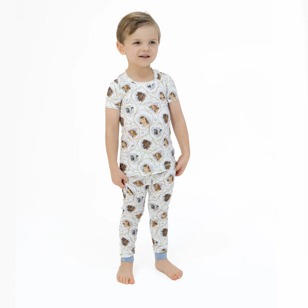 Farm Animals Rope Cameos- Short Sleeve Loungewear Set