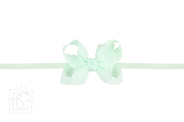 1/4" NYLON PANTYHOSE HEADBAND W/ SCALLOPED EDGE BOW