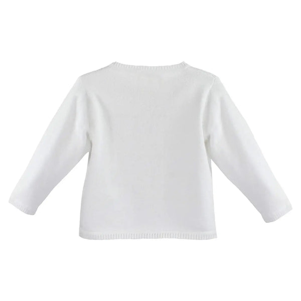 White Ladder Edge Cardigan Sweater
