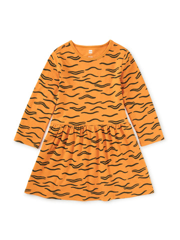 Long Sleeve Skirted Dress- Tiger Stripes