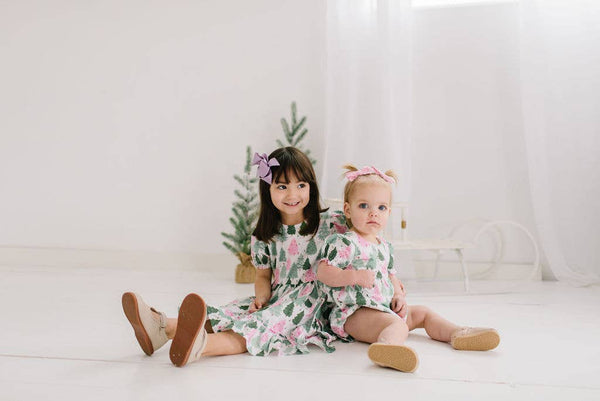 Quinn Poplin Romper in Christmas Trees | Baby Clothing 