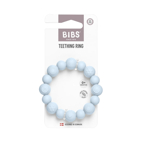 Beaded Teething Ring - Baby Blue