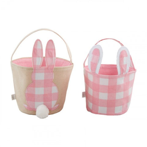 Check Bunny Basket - Pink