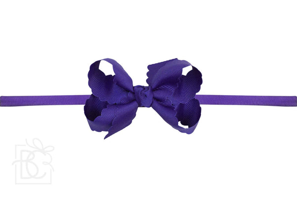 1/4" NYLON PANTYHOSE HEADBAND W/ SCALLOPED EDGE BOW