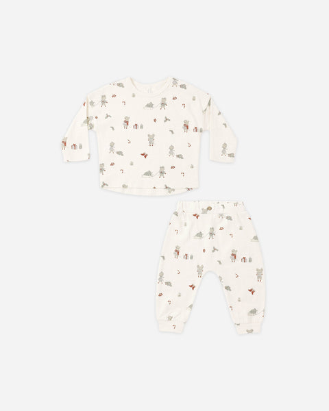 Long Sleeve Tee + Pant Set Holiday Mouse