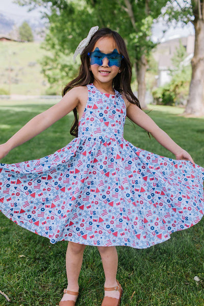 Sofia Dress in Blue Celebration | Girls Twirl Dress