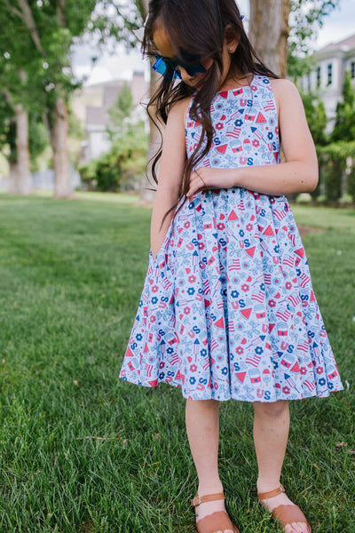 Sofia Dress in Blue Celebration | Girls Twirl Dress