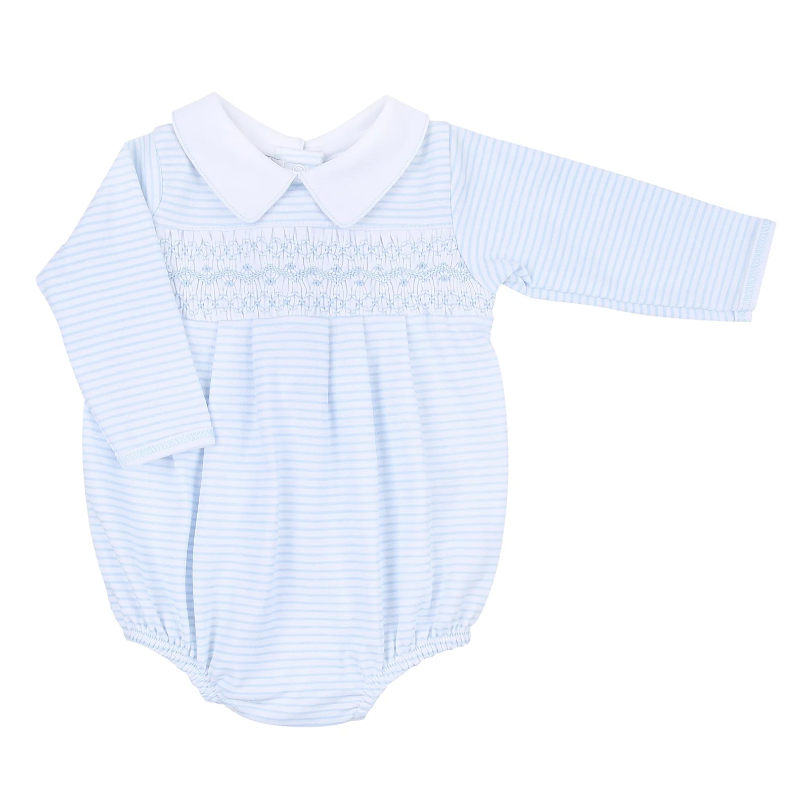 Jessica and Jack Smocked Collared Boy Bubble - Light Blue