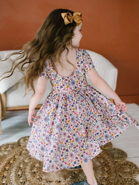 Classic Twirl in Plum Fields | Girls Fall Twirl Dress