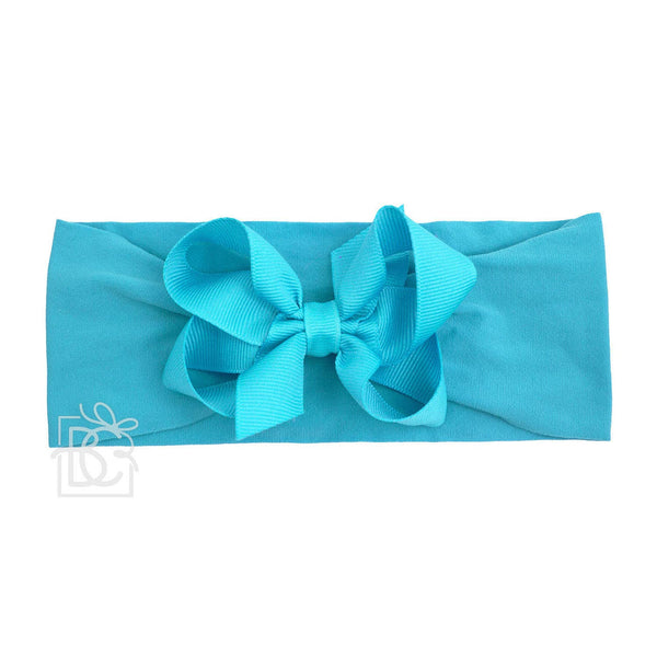 WIDE PANTYHOSE HEADBAND W/CLASSIC GROSGRAIN BOW: RED / 3+ Months / 4.5" Large