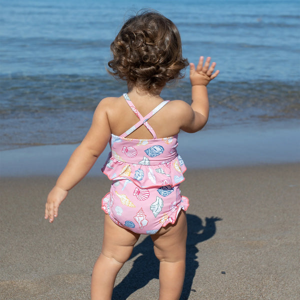 Baby Girls Joy Tankini- Pink Seashells