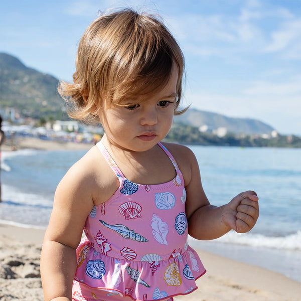 Baby Girls Joy Tankini- Pink Seashells