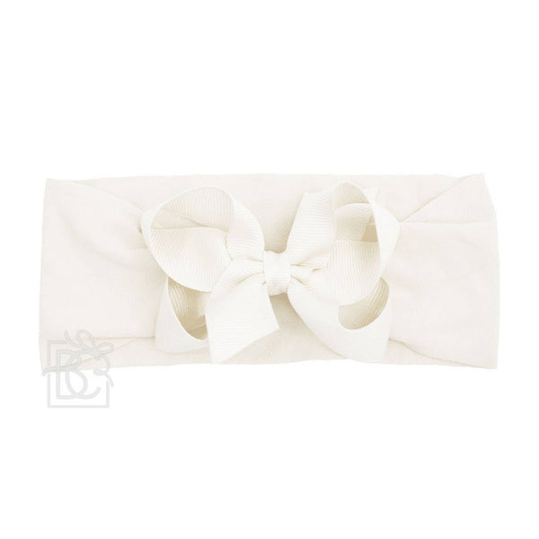 WIDE PANTYHOSE HEADBAND W/CLASSIC GROSGRAIN BOW: RED / 3+ Months / 4.5" Large