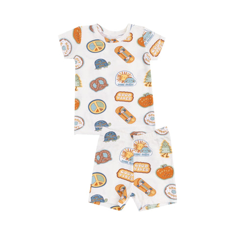 Groovy Vibes Stickers-  Loungewear Short Set