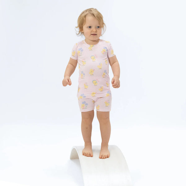 Vintage Spring Ducklings Pink - Loungewear Short Set