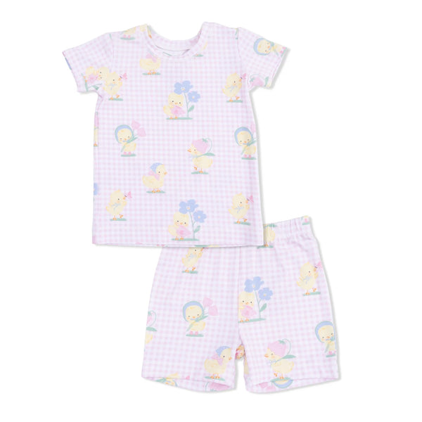 Vintage Spring Ducklings Pink - Loungewear Short Set