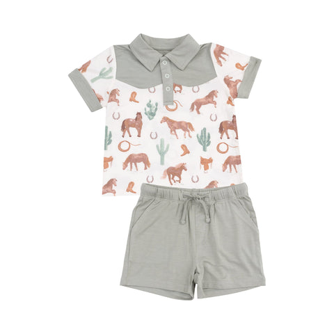 Polo & Shorts- Western Horses