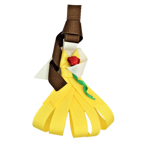 Princess Figures on Pinch Clip (Yellow With Red Rose)