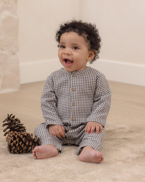 Pocketed Woven Jumpsuit Midnight Gingham