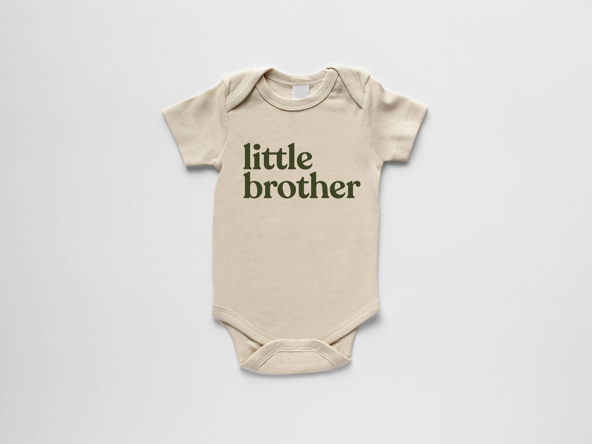Cream Little Brother Organic Baby Bodysuit • Olive Ink